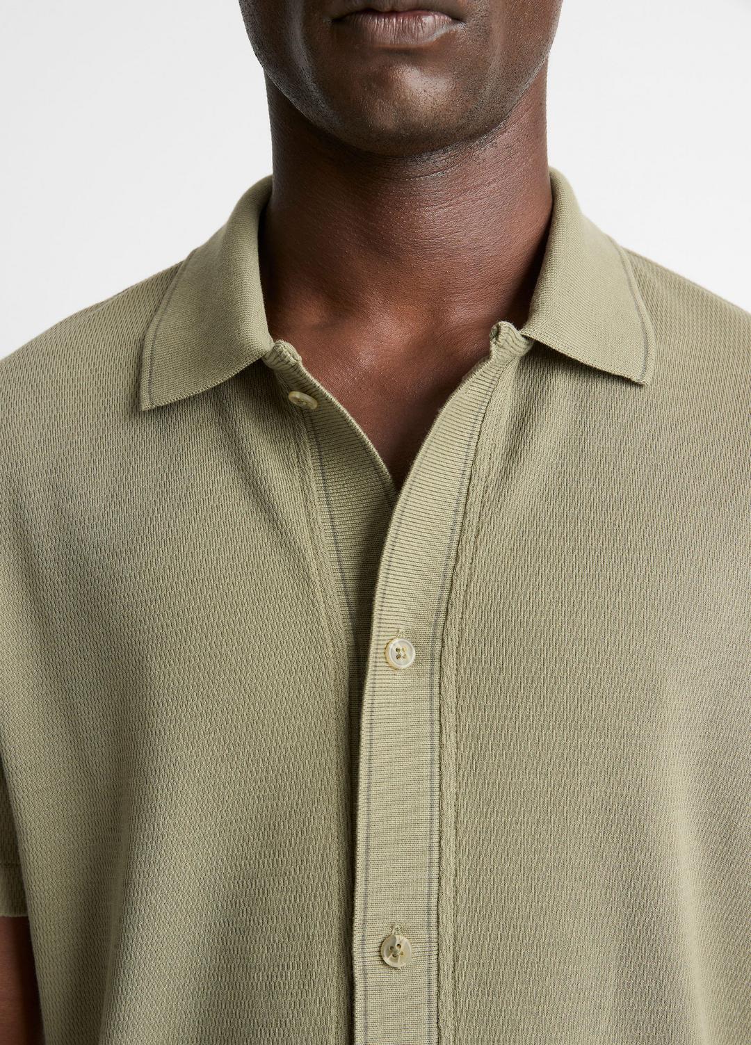 VINCE Men Jacquard-Knit Cotton Short-Sleeve Button-Front Shirt in Short Sleeve SAGE/SYCAMORE