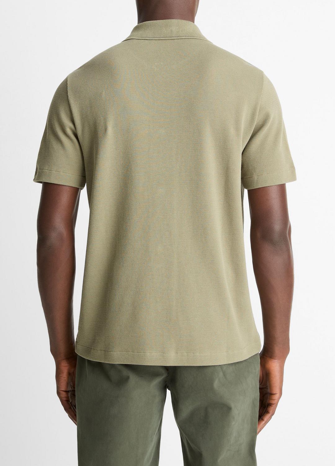VINCE Men Jacquard-Knit Cotton Short-Sleeve Button-Front Shirt in Short Sleeve SAGE/SYCAMORE