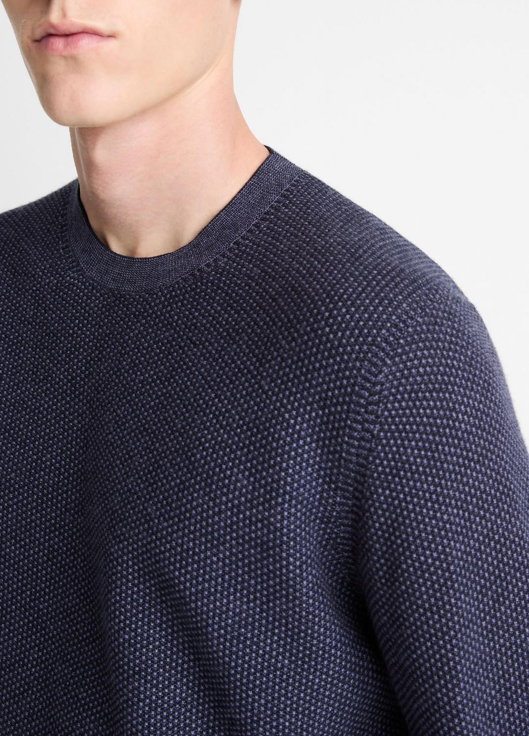 VINCE Men Geo-Jacquard Wool-Blend Crew Neck Sweater in Crew Neck HYACINTH/COASTAL BLUE