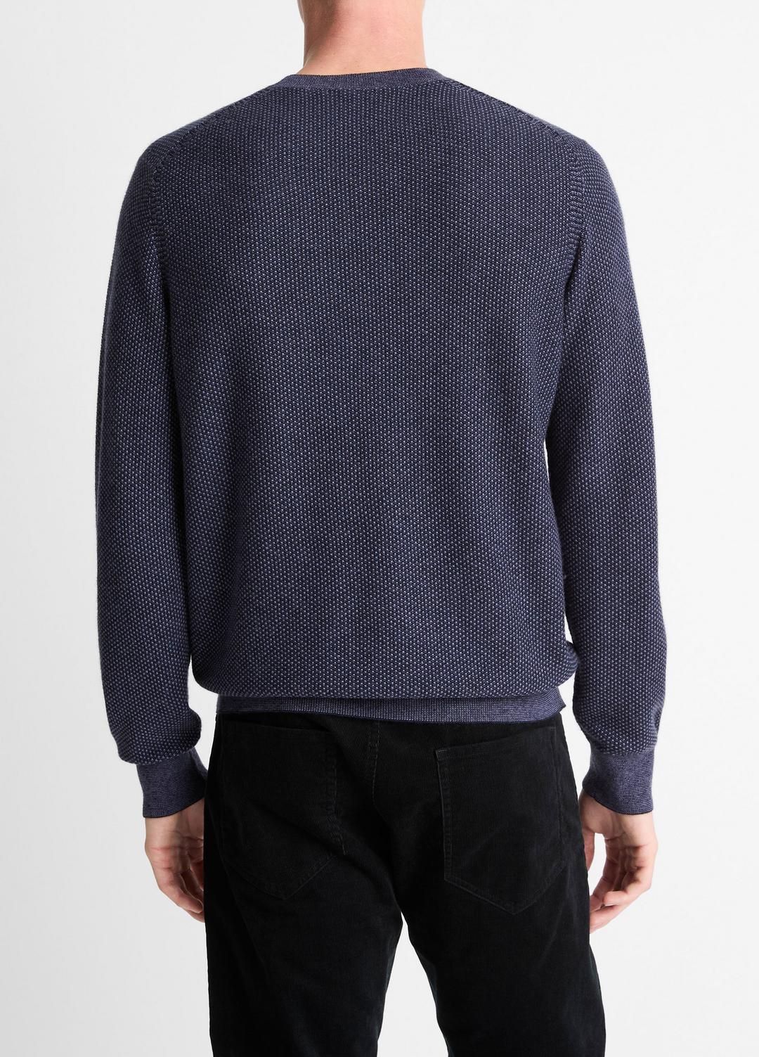 VINCE Men Geo-Jacquard Wool-Blend Crew Neck Sweater in Crew Neck HYACINTH/COASTAL BLUE