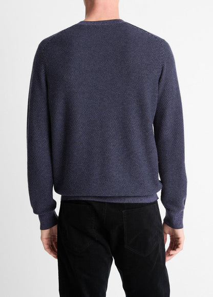 VINCE Men Geo-Jacquard Wool-Blend Crew Neck Sweater in Crew Neck HYACINTH/COASTAL BLUE