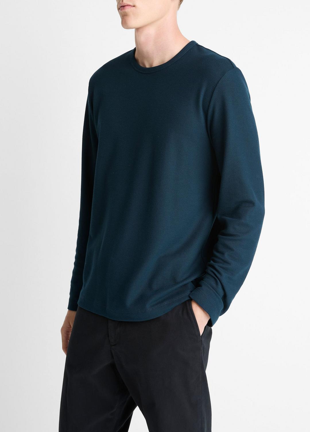 VINCE Men Pima Cotton Piqué Long-Sleeve T-Shirt in Long Sleeve RAPIDS