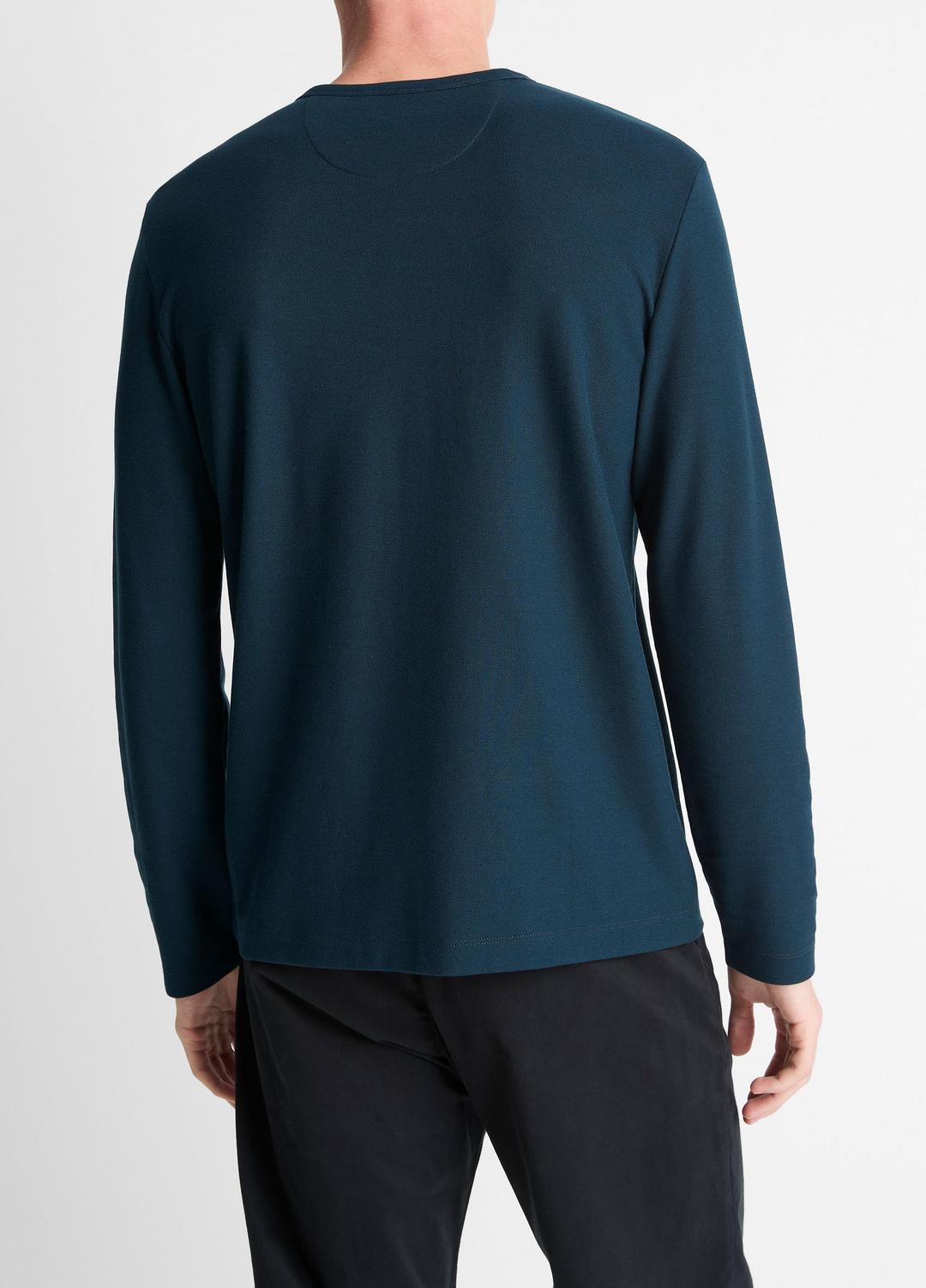 VINCE Men Pima Cotton Piqué Long-Sleeve T-Shirt in Long Sleeve RAPIDS