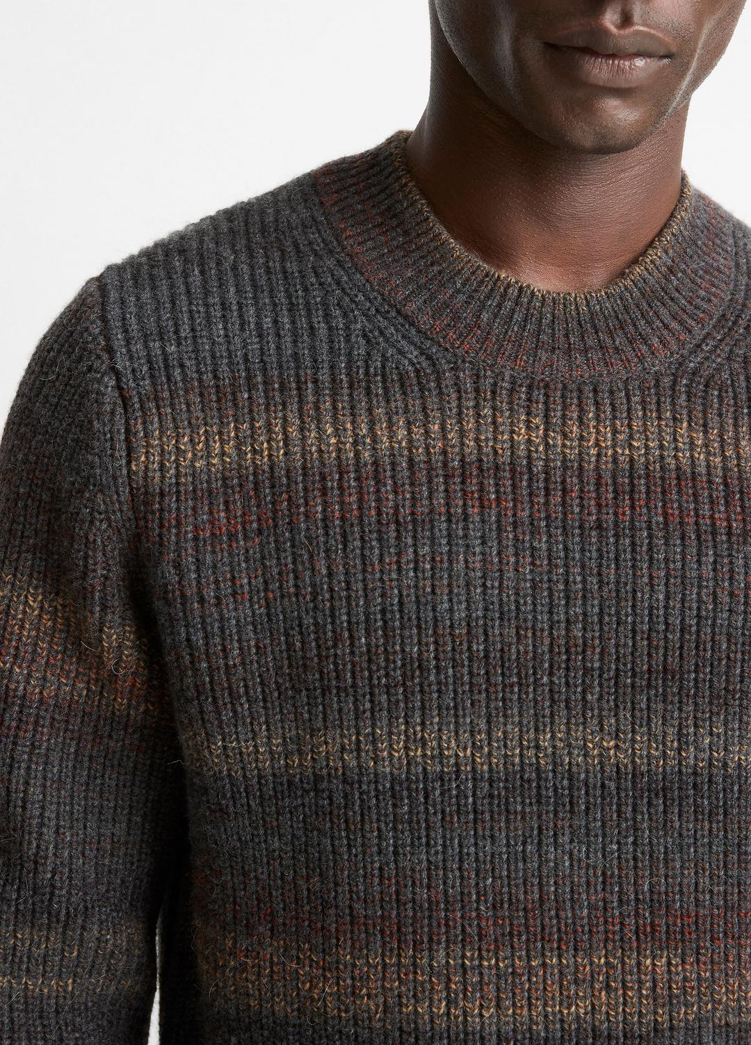 VINCE Men Space-Dye Shaker Wool-Blend Sweater in Crew Neck HEATHER BLACK COMBO