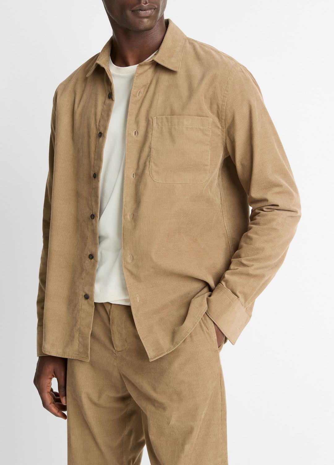 VINCE Men Italian Cotton Corduroy Button-Front Shirt in Long Sleeve TETON