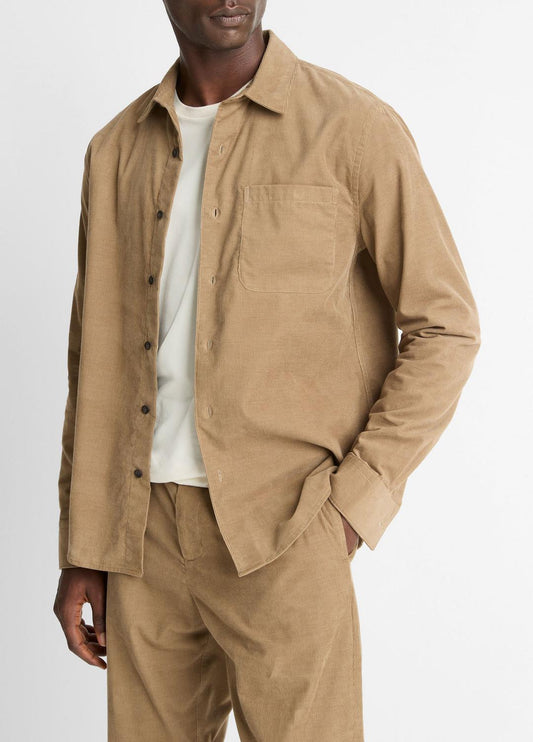 VINCE Men Italian Cotton Corduroy Button-Front Shirt in Long Sleeve TETON