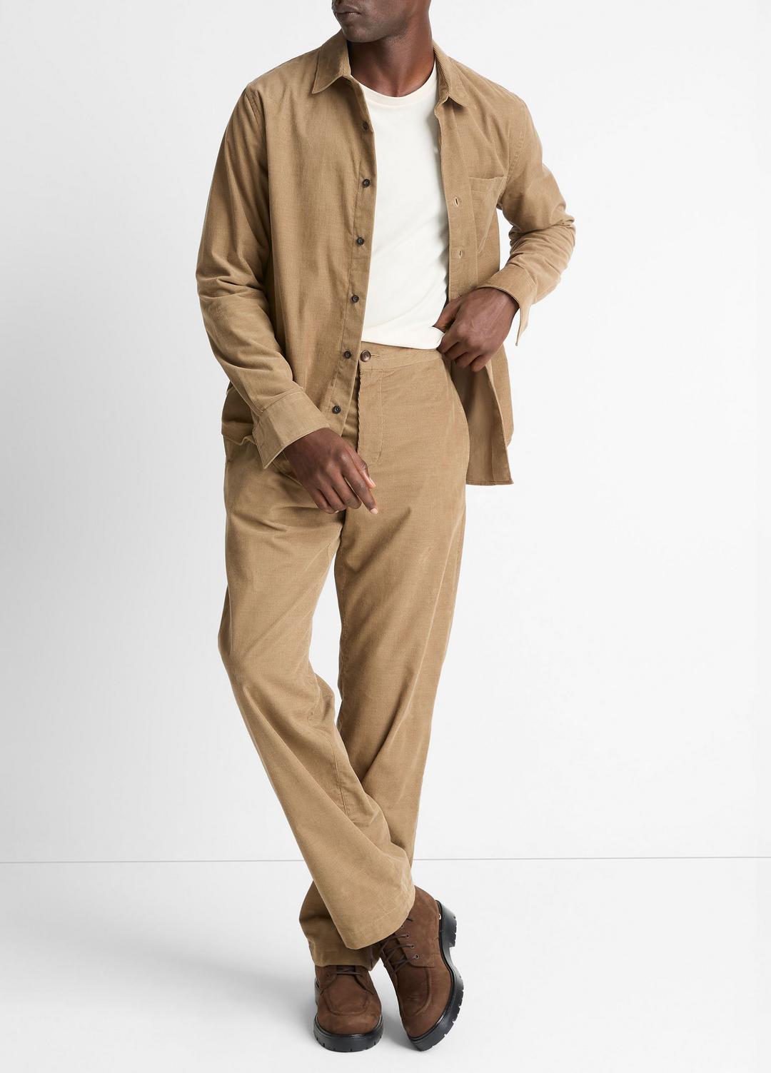 VINCE Men Italian Cotton Corduroy Button-Front Shirt in Long Sleeve TETON