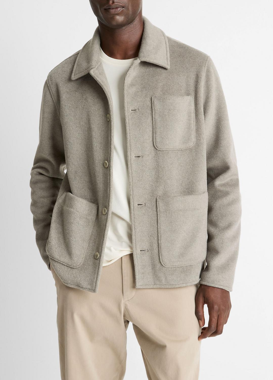 VINCE Men Double-Knit Chore Jacket in Jackets DARK DUNE/LIGHT DUNE