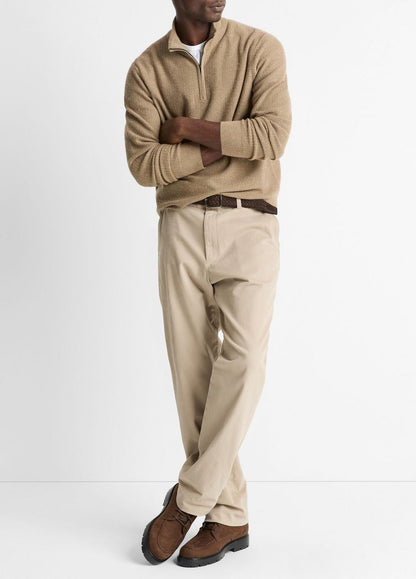 VINCE Men Geo-Jacquard Wool-Blend Quarter-Zip Sweater in Crew Neck TETON/RIVER SAND