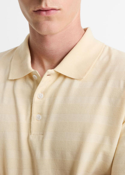 VINCE Men Jacquard-Stripe Cotton Long-Sleeve Polo Shirt in Long Sleeve MEADOWLARK