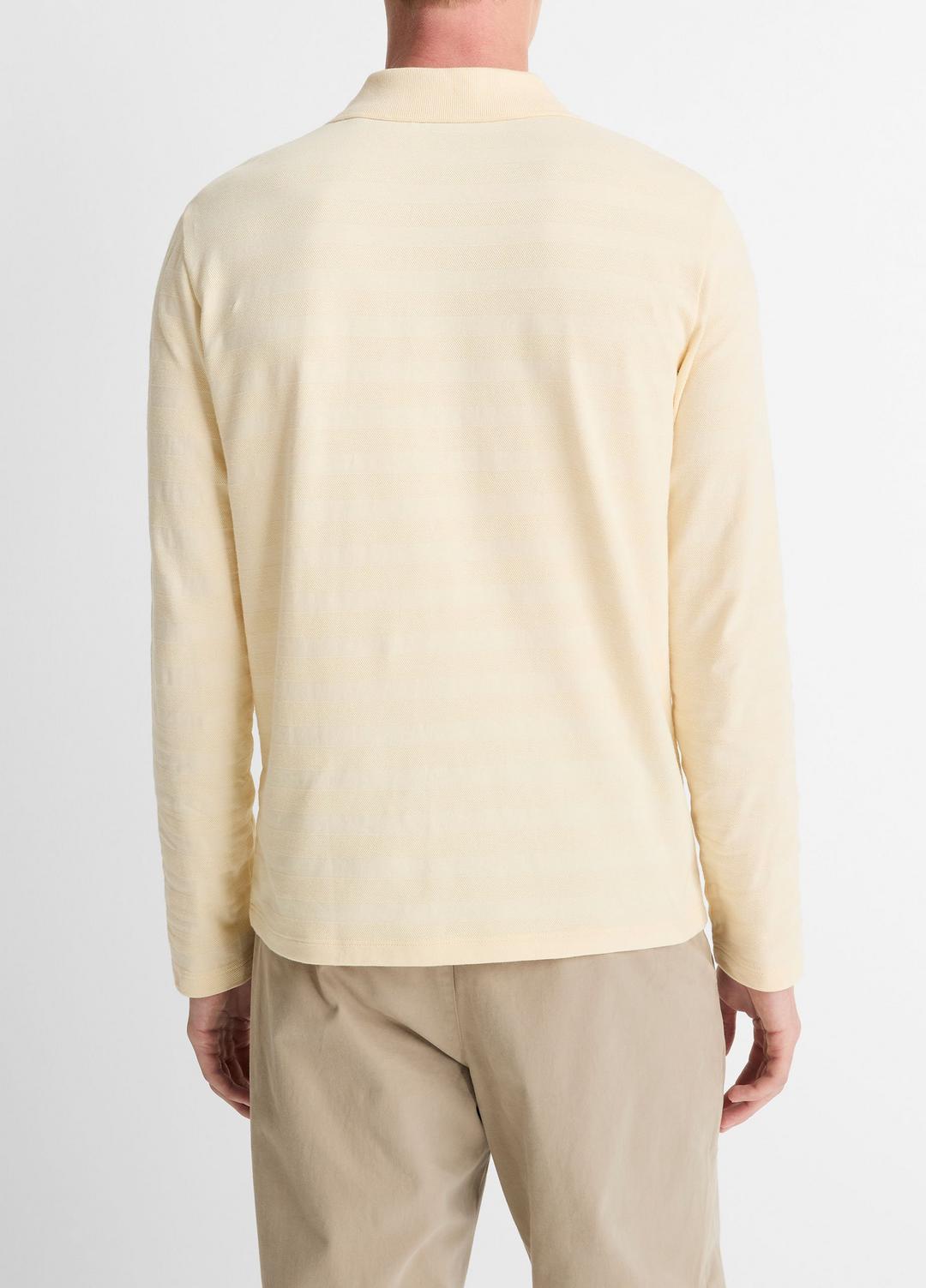VINCE Men Jacquard-Stripe Cotton Long-Sleeve Polo Shirt in Long Sleeve MEADOWLARK