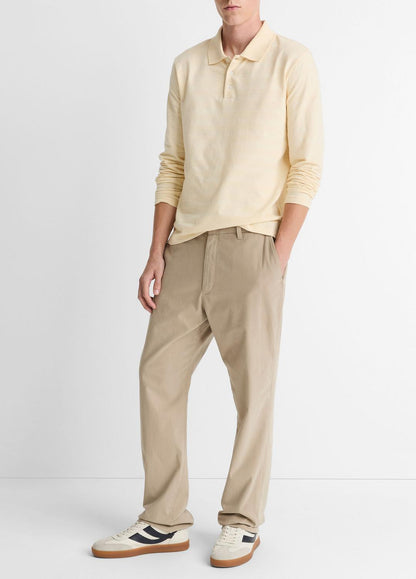 VINCE Men Jacquard-Stripe Cotton Long-Sleeve Polo Shirt in Long Sleeve MEADOWLARK