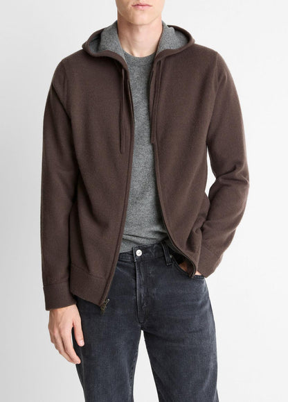 VINCE Men Cashmere Zip-Front Hoodie in Sweatshirts & Hoodies MISSION/MEDIUM HEATHER GREY