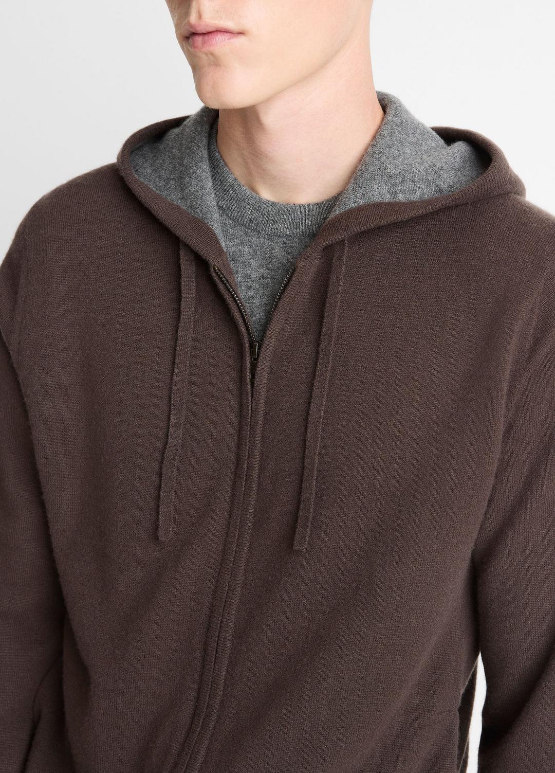 VINCE Men Cashmere Zip-Front Hoodie in Sweatshirts & Hoodies MISSION/MEDIUM HEATHER GREY