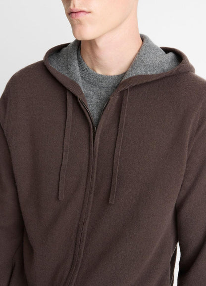 VINCE Men Cashmere Zip-Front Hoodie in Sweatshirts & Hoodies MISSION/MEDIUM HEATHER GREY
