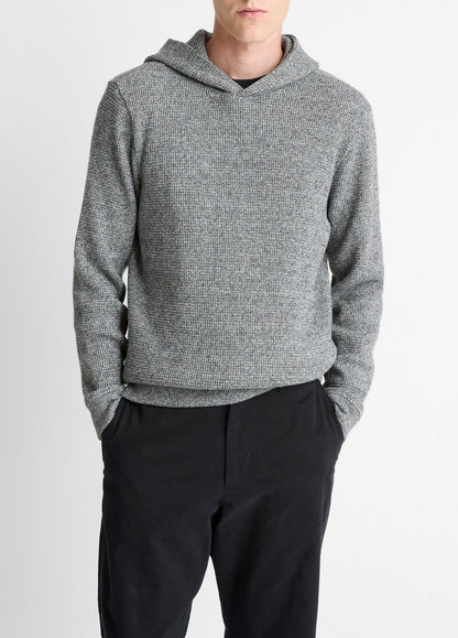 VINCE Men Brushed Waffle Hoodie in Sweatshirts & Hoodies HEATHER BLACK