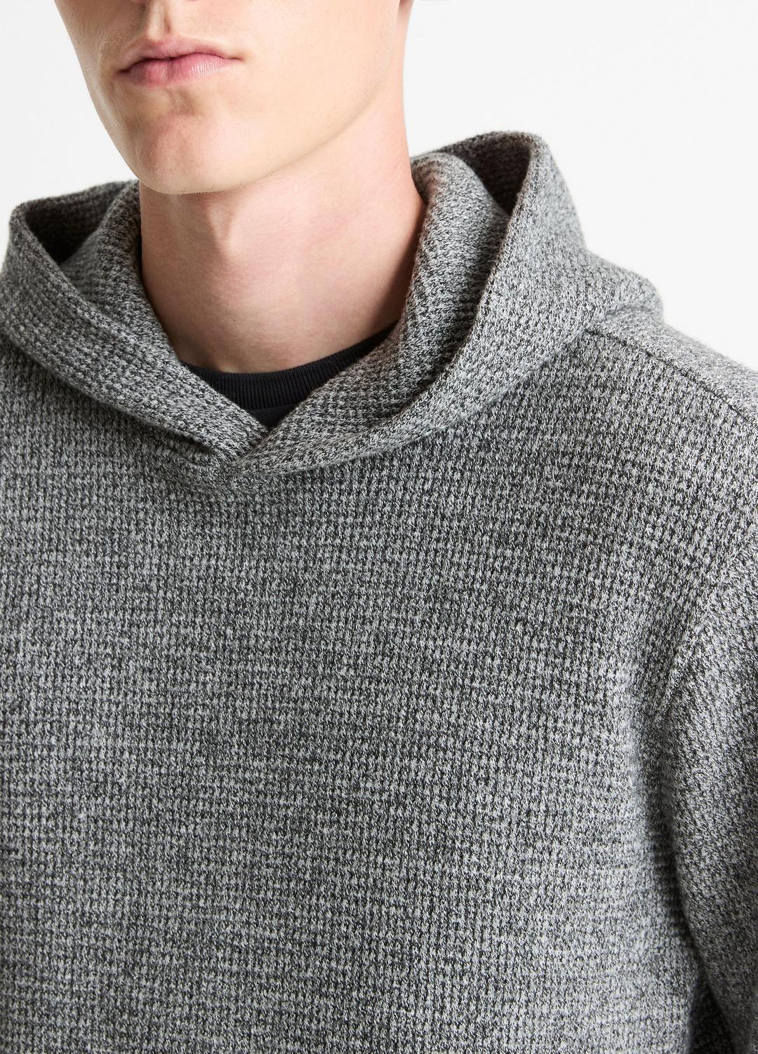 VINCE Men Brushed Waffle Hoodie in Sweatshirts & Hoodies HEATHER BLACK