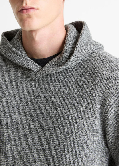 VINCE Men Brushed Waffle Hoodie in Sweatshirts & Hoodies HEATHER BLACK