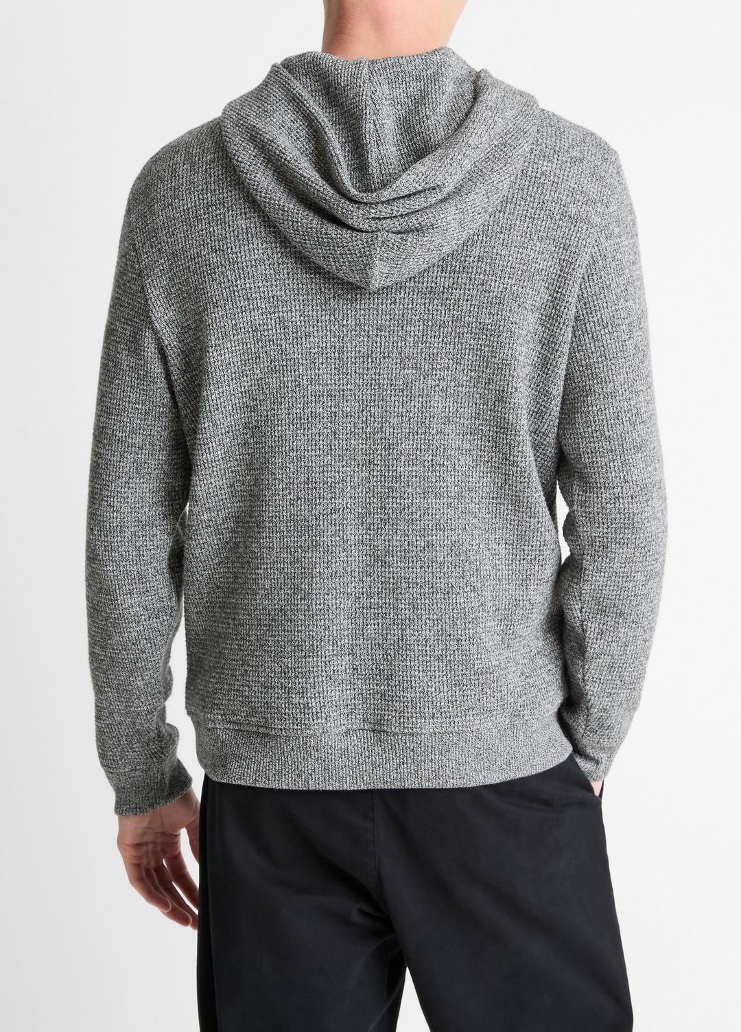 VINCE Men Brushed Waffle Hoodie in Sweatshirts & Hoodies HEATHER BLACK