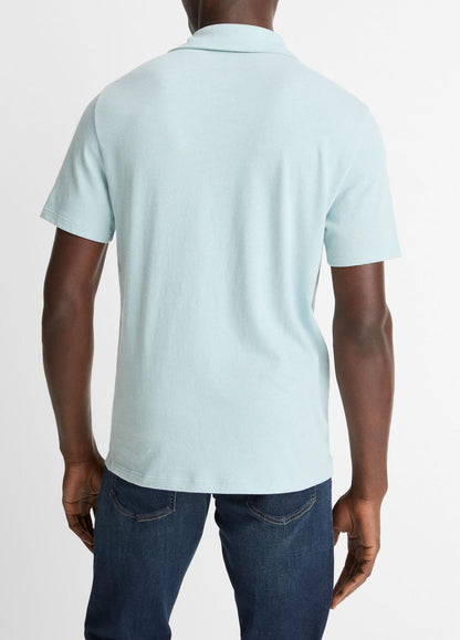 VINCE Men Cotton Johnny-Collar Polo Shirt in Henleys & Polos DARK CASCADE