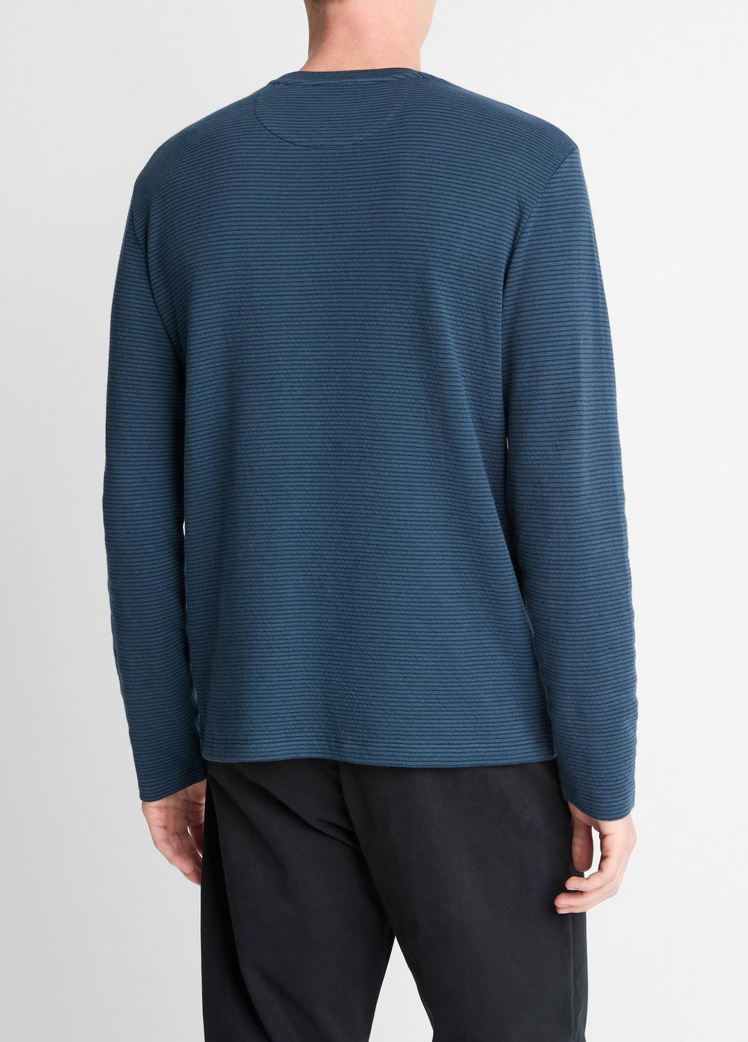VINCE Men Striped Double-Knit Pima Cotton Long-Sleeve T-Shirt in Long Sleeve CLEAR LAKE/RAPIDS