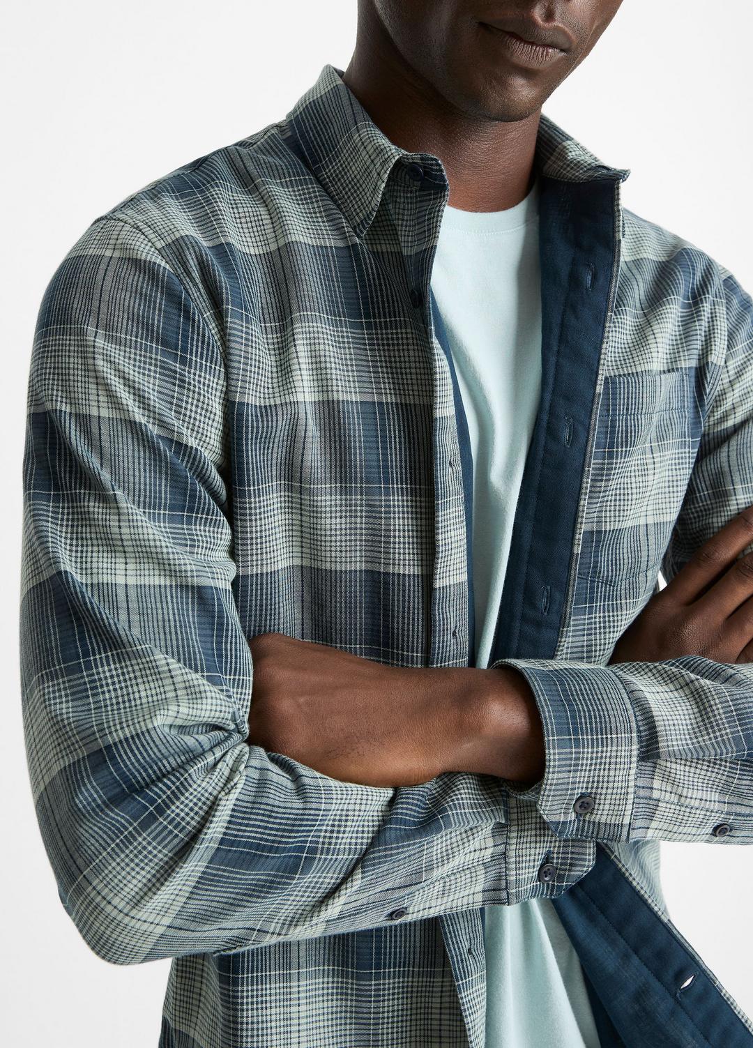 VINCE Men Big Sky Plaid Cotton Button-Front Shirt in Long Sleeve RAPIDS COMBO