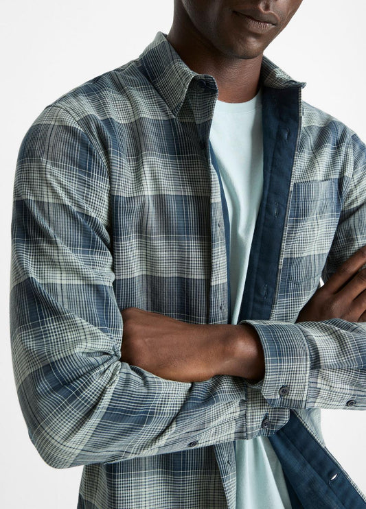 Big Sky Plaid Cotton Button-Front Shirt in Long Sleeve - RAPIDS COMBO | VINCE Men