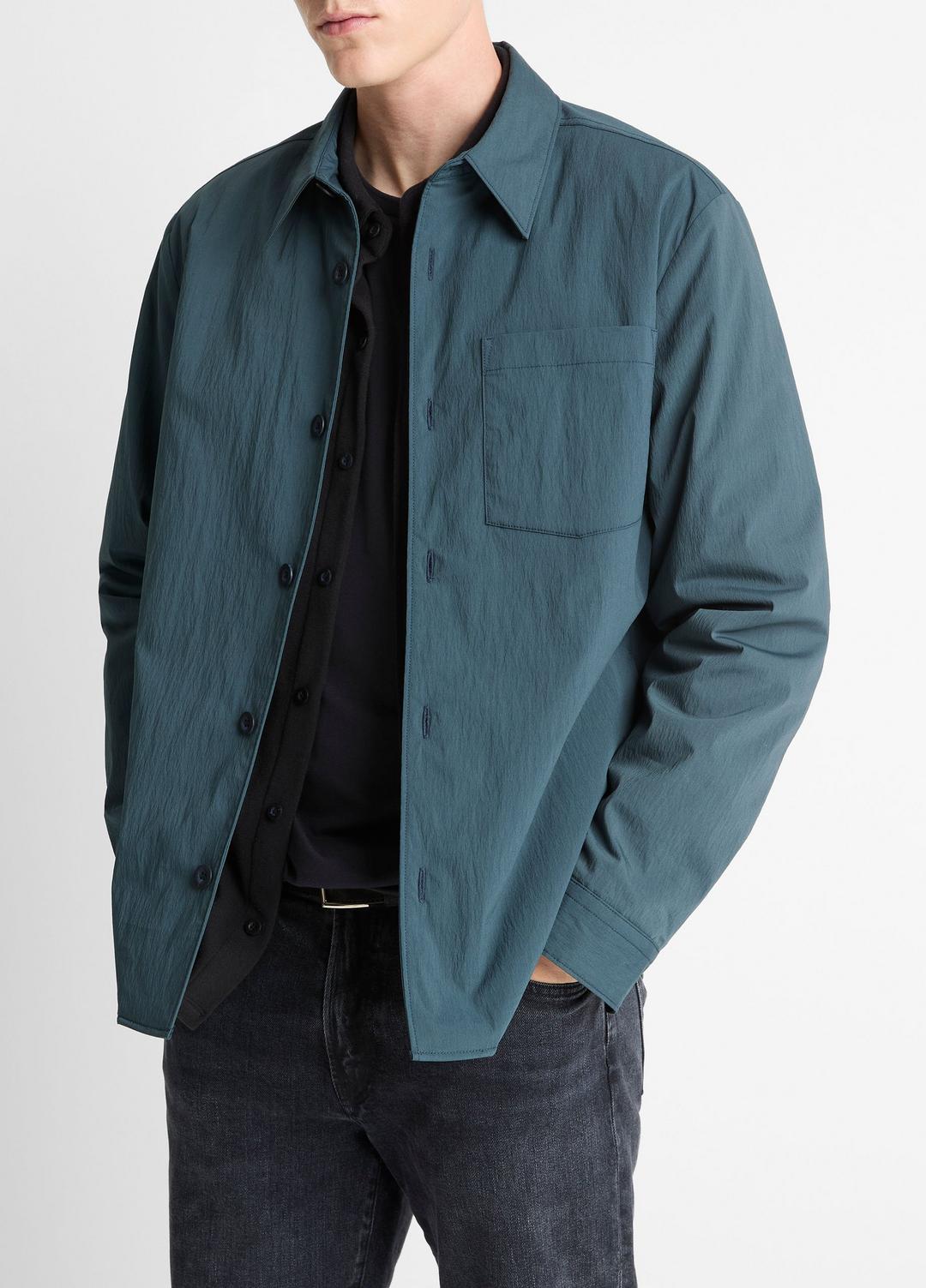 VINCE Men Insulated Tech-Cotton Shirt Jacket in Shirt Jackets CLEAR LAKE