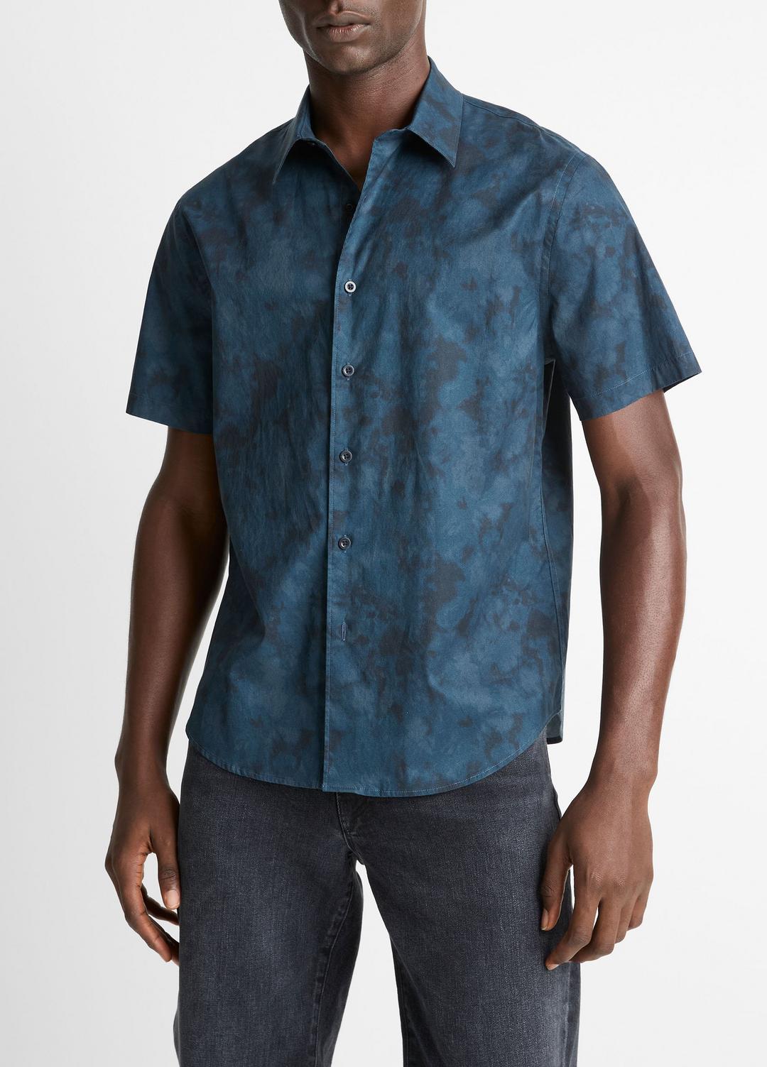 VINCE Men Dyed Camouflage Cotton Short-Sleeve Button-Front Shirt in Short Sleeve RAPIDS COMBO
