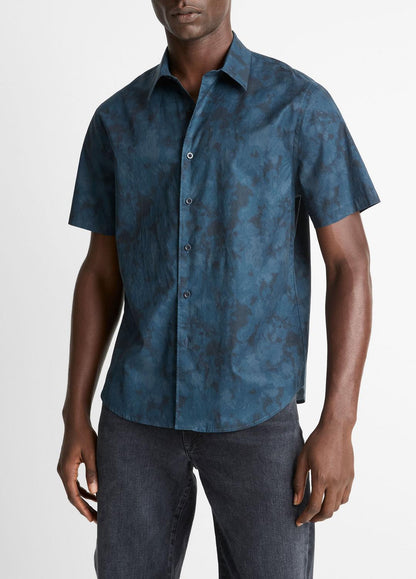 VINCE Men Dyed Camouflage Cotton Short-Sleeve Button-Front Shirt in Short Sleeve RAPIDS COMBO
