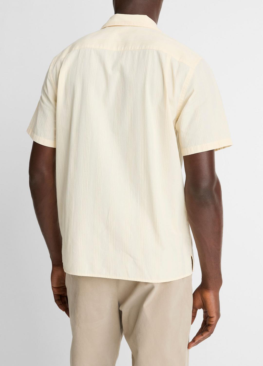 VINCE Men Union Stripe Cotton Short-Sleeve Loop-Collar Shirt in Short Sleeve MEADOWLARK