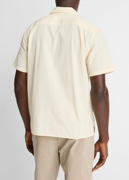 VINCE Men Union Stripe Cotton Short-Sleeve Loop-Collar Shirt in Short Sleeve MEADOWLARK