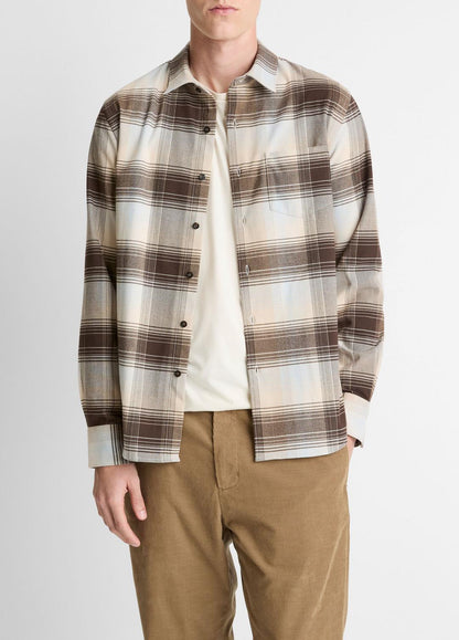 VINCE Men Missoula Plaid Button-Front Shirt in Long Sleeve WHITECAP COMBO
