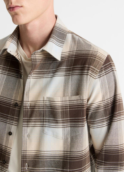 VINCE Men Missoula Plaid Button-Front Shirt in Long Sleeve WHITECAP COMBO