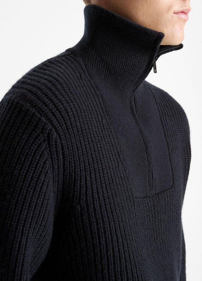 VINCE Men Heirloom Shaker Wool-Cashmere Quarter-Zip Sweater in Quarter Zip COASTAL BLUE