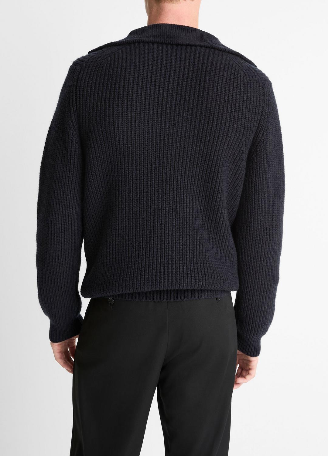 VINCE Men Heirloom Shaker Wool-Cashmere Quarter-Zip Sweater in Quarter Zip COASTAL BLUE