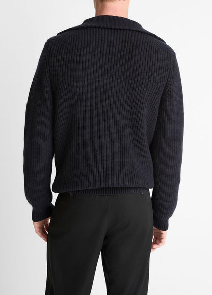 VINCE Men Heirloom Shaker Wool-Cashmere Quarter-Zip Sweater in Quarter Zip COASTAL BLUE