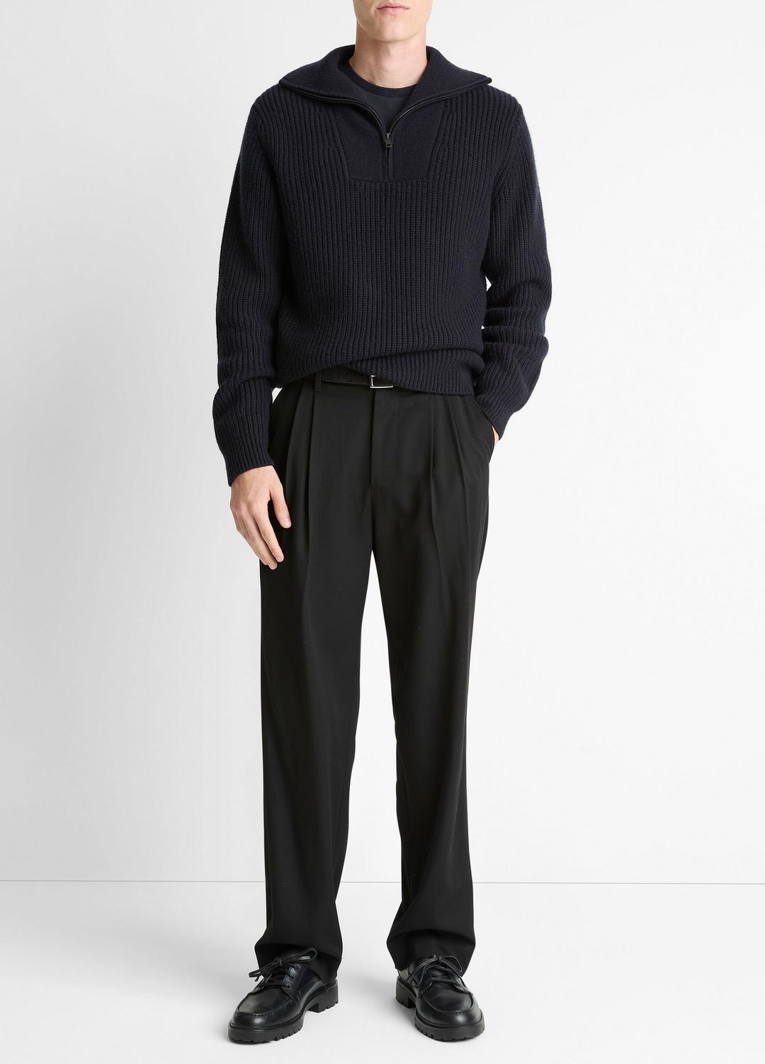 VINCE Men Heirloom Shaker Wool-Cashmere Quarter-Zip Sweater in Quarter Zip COASTAL BLUE