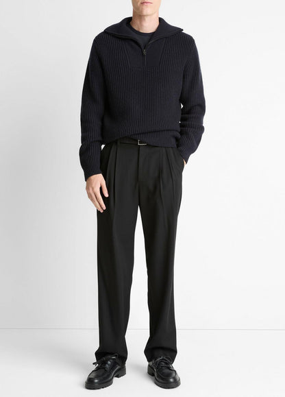 VINCE Men Heirloom Shaker Wool-Cashmere Quarter-Zip Sweater in Quarter Zip COASTAL BLUE