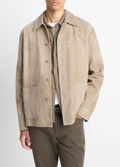 VINCE Men Suede Shirt Jacket in Shirt Jackets PUTTY