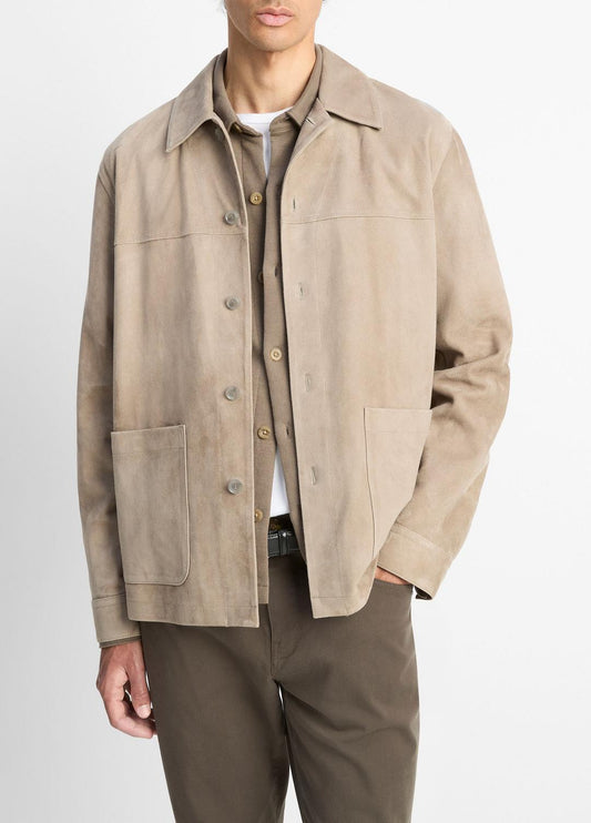 VINCE Men Suede Shirt Jacket in Shirt Jackets PUTTY