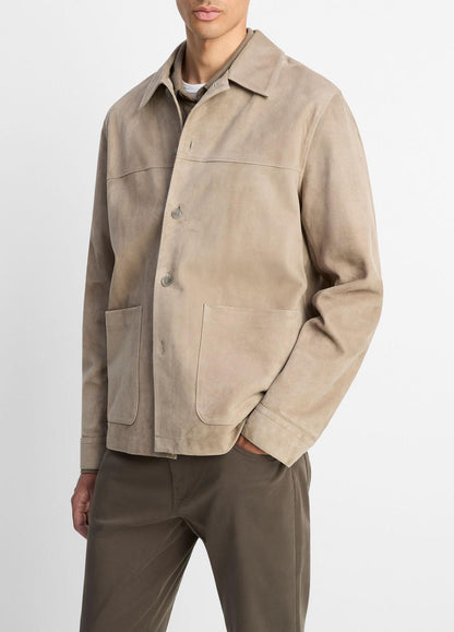 VINCE Men Suede Shirt Jacket in Shirt Jackets PUTTY