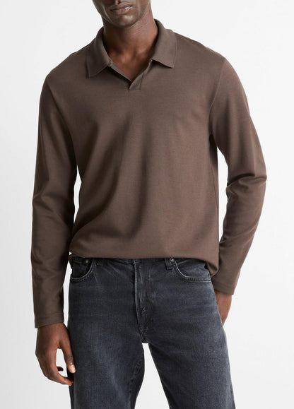 VINCE Men Milano Pima Cotton-Blend Johnny-Collar Shirt in Long Sleeve MISSION