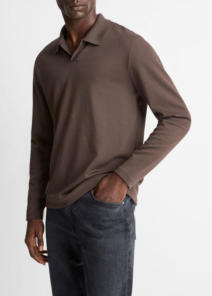 VINCE Men Milano Pima Cotton-Blend Johnny-Collar Shirt in Long Sleeve MISSION