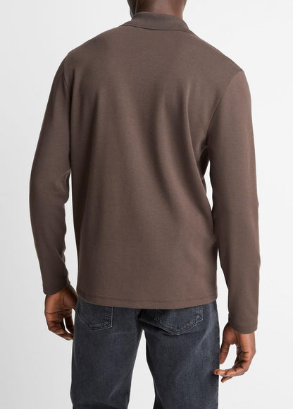 VINCE Men Milano Pima Cotton-Blend Johnny-Collar Shirt in Long Sleeve MISSION