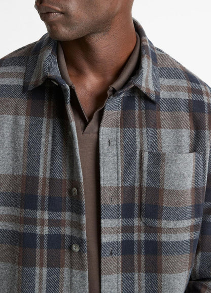 VINCE Men Plaid Cotton-Blend Shirt Jacket in Shirt Jackets MEDIUM HEATHER GREY COMBO
