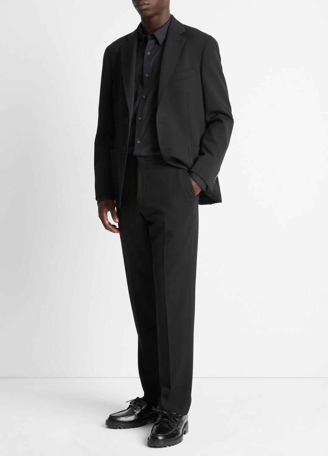 VINCE Men Stretch-Wool Classic Pant in Trousers BLACK