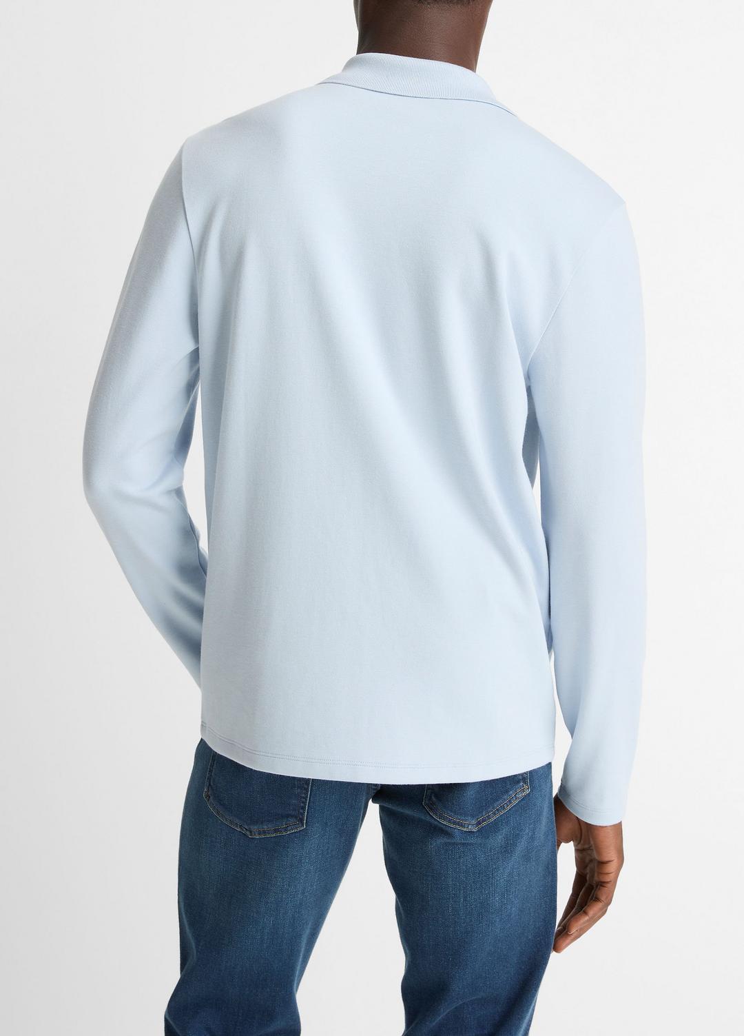 VINCE Men Milano Pima Cotton-Blend Johnny-Collar Shirt in Long Sleeve WHITECAP