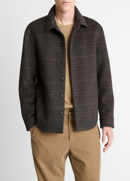 VINCE Men Plaid Splittable Wool-Blend Shirt Jacket in Shirt Jackets DARK MISSION