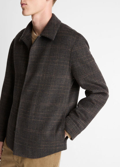 VINCE Men Plaid Splittable Wool-Blend Shirt Jacket in Shirt Jackets DARK MISSION